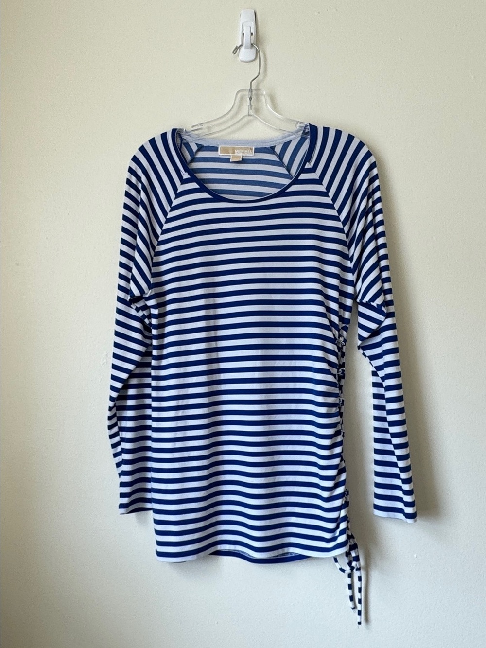 Michael Michael Kors Blue White Striped Lace Up Side Top Size M